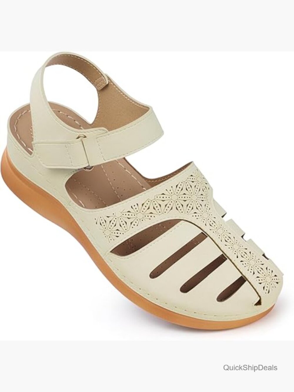 Closed Toe Wedge Sandals, Comfortable Dressy Summer Sandals, Low Wedge